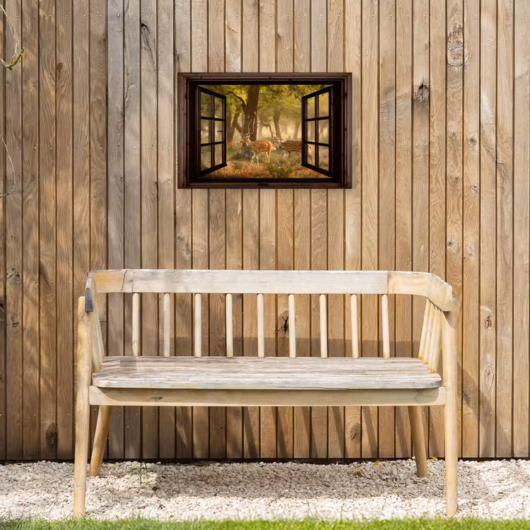 Buiten canvas - Herten - Bos - Herfst - Bosdieren - Natuur - Hert - Doorkijk — 3