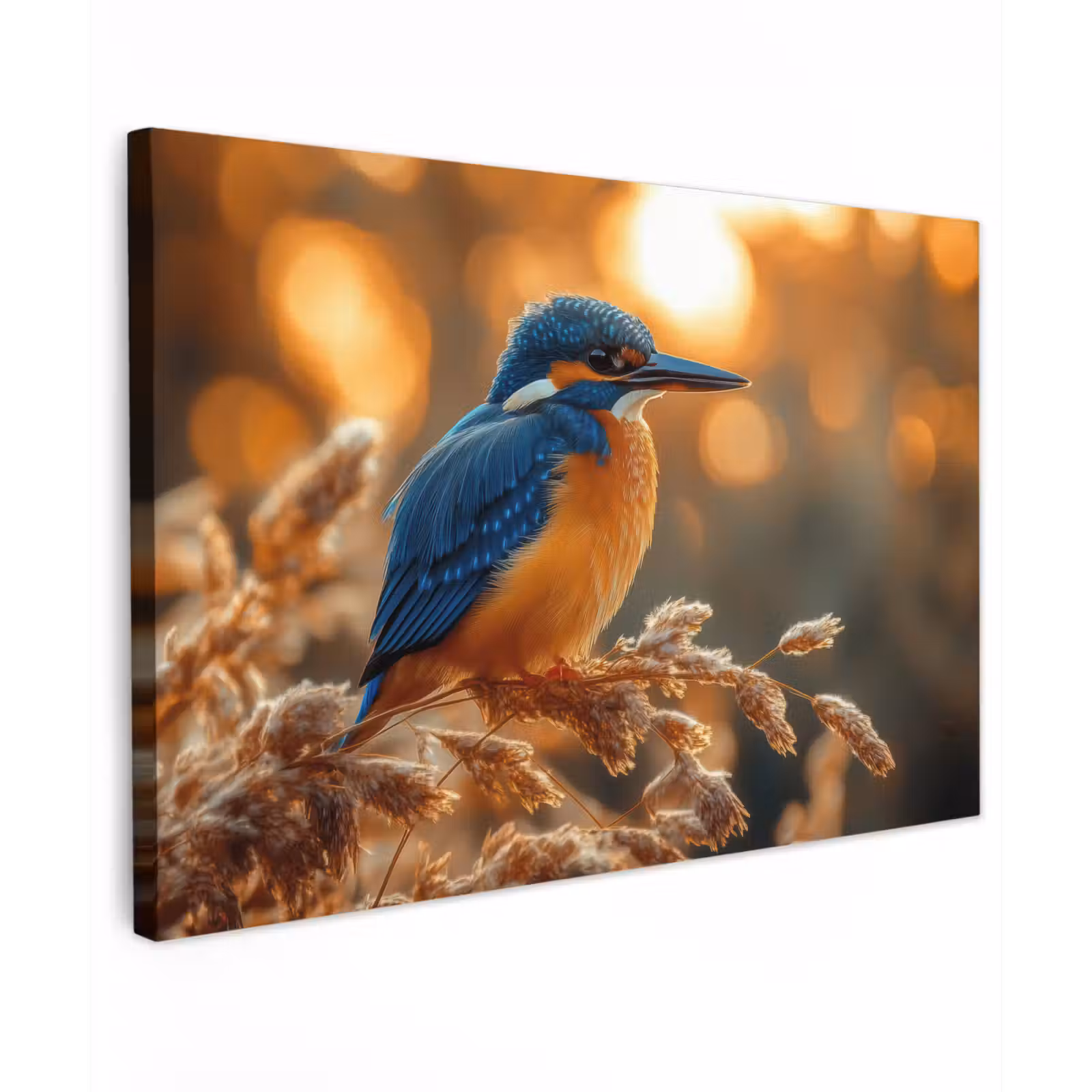 Buiten canvas - IJsvogel - Herfst - Vogels - Zon - Natuur - Herfsttakken — 1