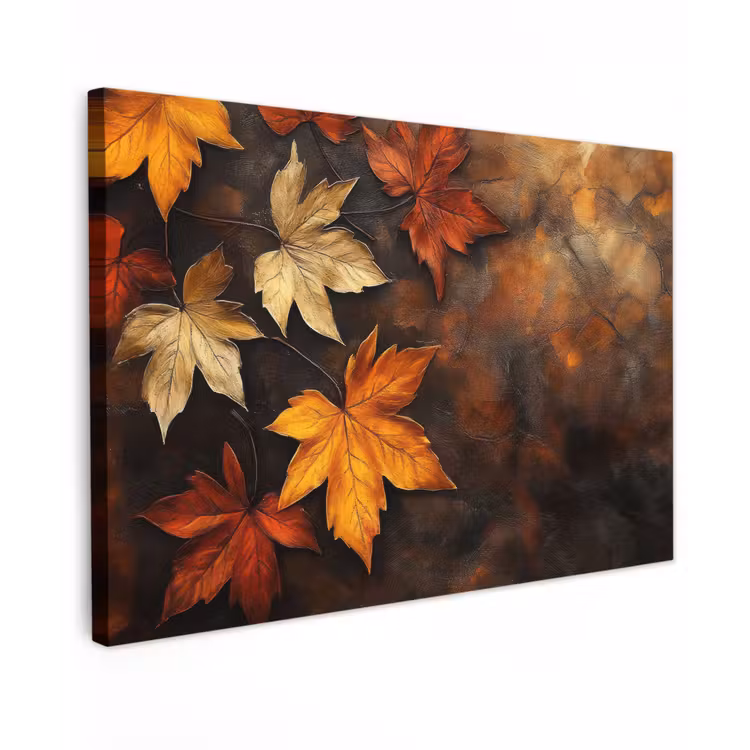 Buiten canvas - Herfstbladeren - Bruin - Oranje bladeren - Herfst rood — 1