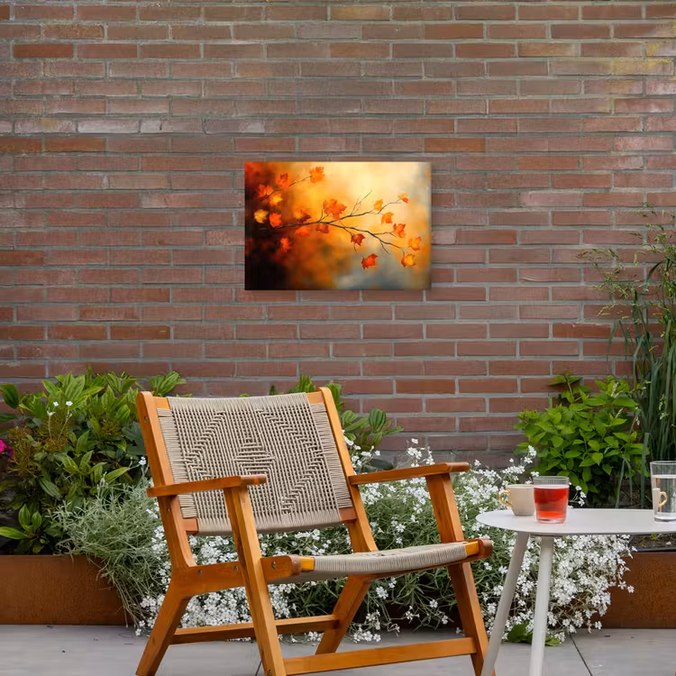 Buiten canvas - Herfstbladeren - Oranje - Abstract - Herfsttakken - Natuur — 2