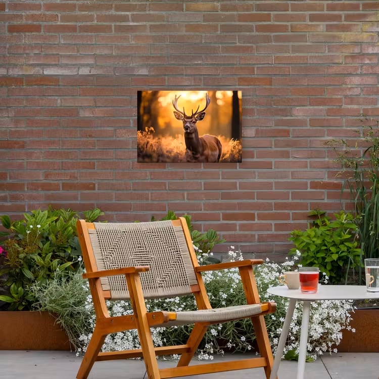 Buiten canvas - Hert - Gewei - Herfst - Bos - Bruin - Natuur - Bosdieren — 2