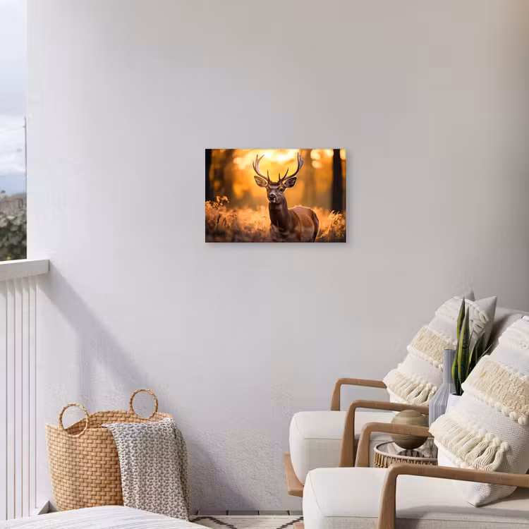 Buiten canvas - Hert - Gewei - Herfst - Bos - Bruin - Natuur - Bosdieren — 4