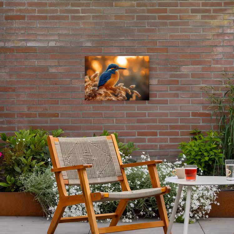 Buiten canvas - IJsvogel - Herfst - Vogels - Zon - Natuur - Herfsttakken — 2