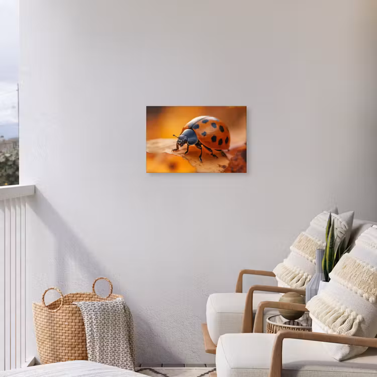 Buiten canvas - Lieveheersbeestje - Herfst - Insect - Rood - Bladeren — 4