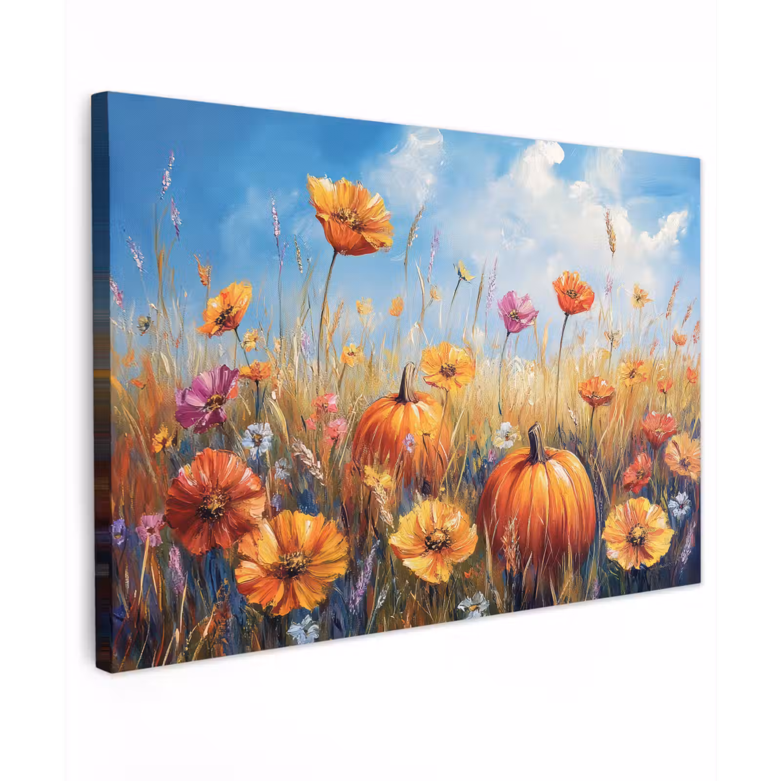 Buiten canvas - Bloemen - Herfst - Pompoen - Natuur - Landschap — 1