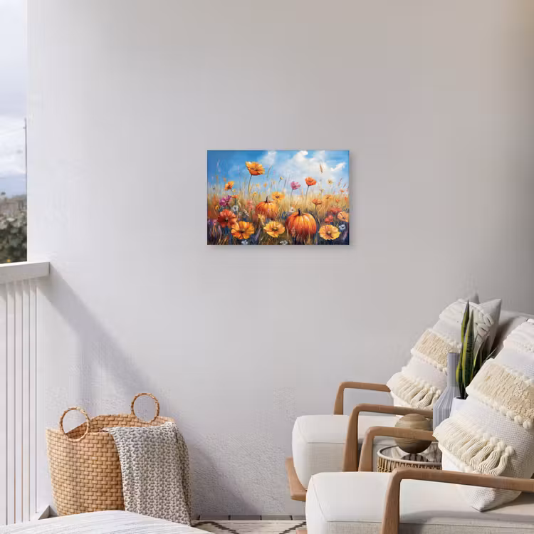 Buiten canvas - Bloemen - Herfst - Pompoen - Natuur - Landschap — 4