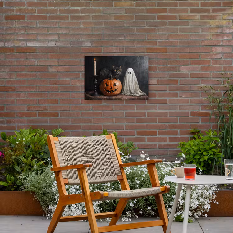 Buiten canvas - Halloween - Pompoen - Spook - Zwarte kat - Stilleven — 2
