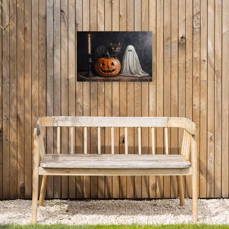 Buiten canvas - Halloween - Pompoen - Spook - Zwarte kat - Stilleven — 3
