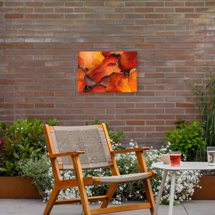 Buiten canvas - Rood - Marmer - Goud - Herfst kleuren - Abstract — 2