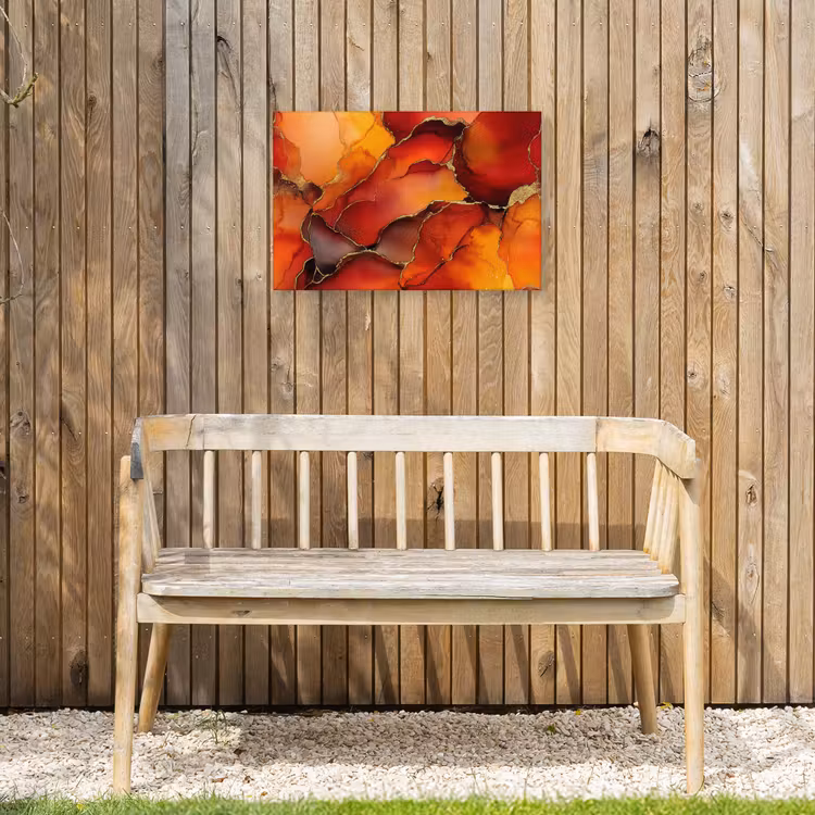 Buiten canvas - Rood - Marmer - Goud - Herfst kleuren - Abstract — 3