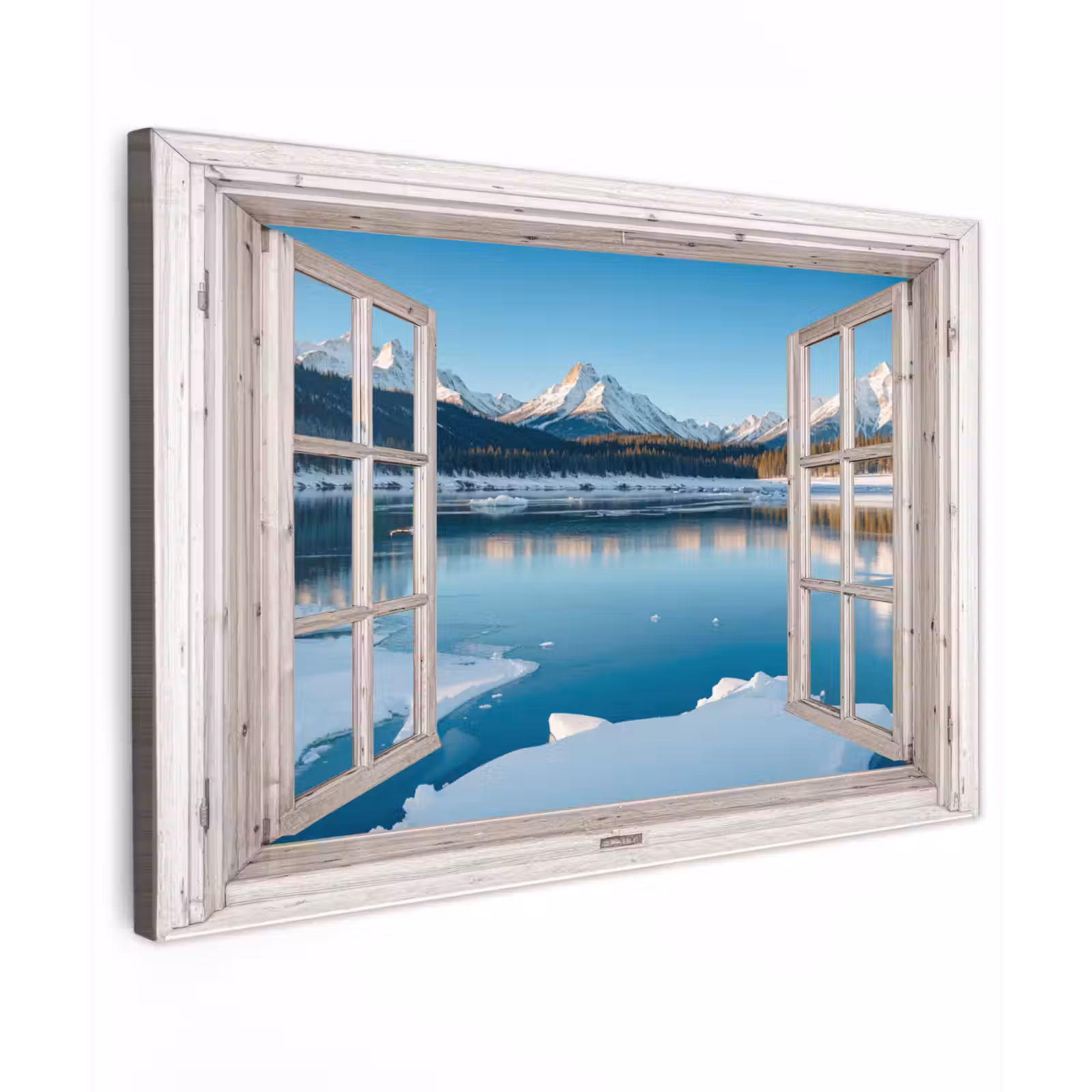 Buiten canvas - Landschap - Winter - Meer - Bergen - Uitzicht - Doorkijk - Licht — 1