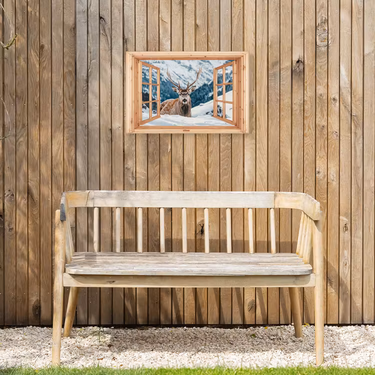 Buiten canvas - Doorkijk - Hert - Landschap - Winter - Natuur - Dieren - Bergen — 3