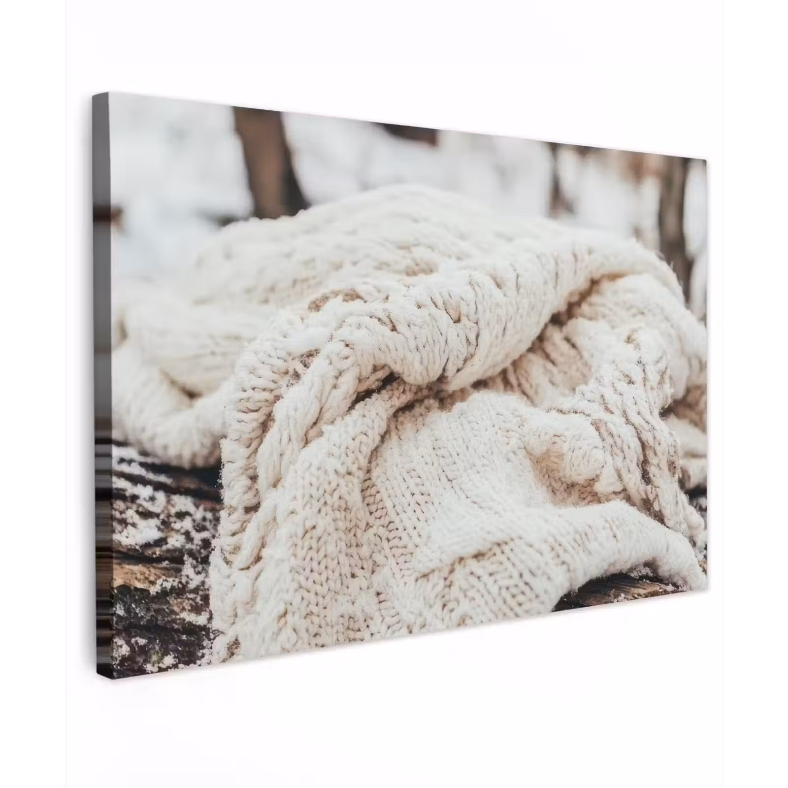 Buiten canvas - Deken - Wit - Boomstronk - Winter - Sneeuw — 1
