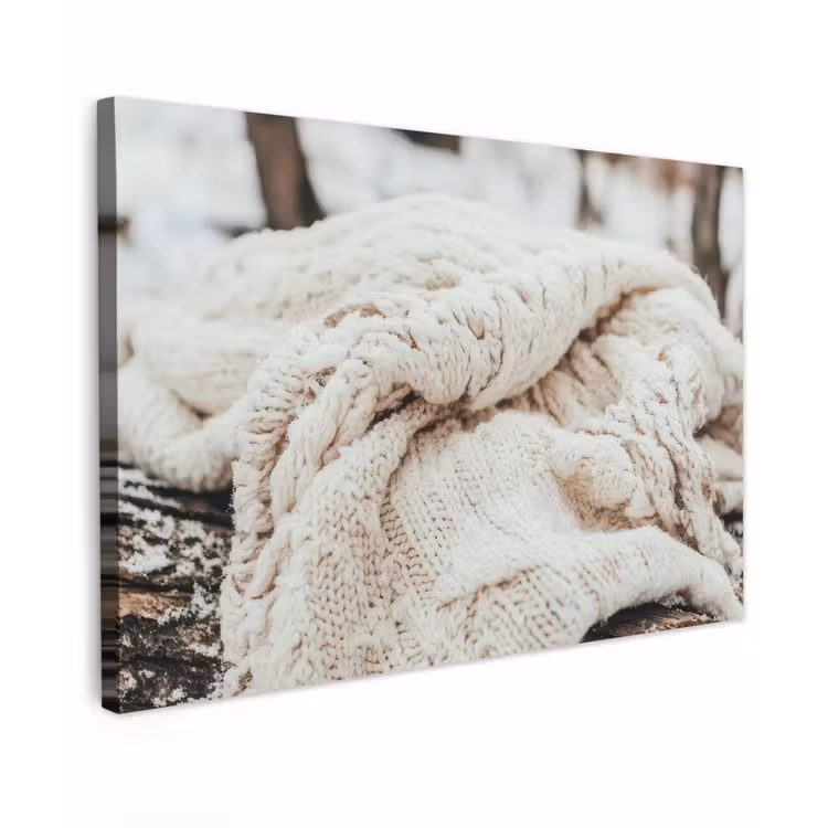 Buiten canvas - Deken - Wit - Boomstronk - Winter - Sneeuw — 1
