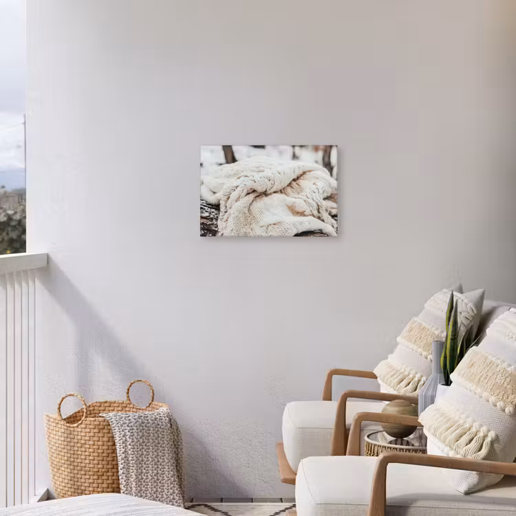 Buiten canvas - Deken - Wit - Boomstronk - Winter - Sneeuw — 4