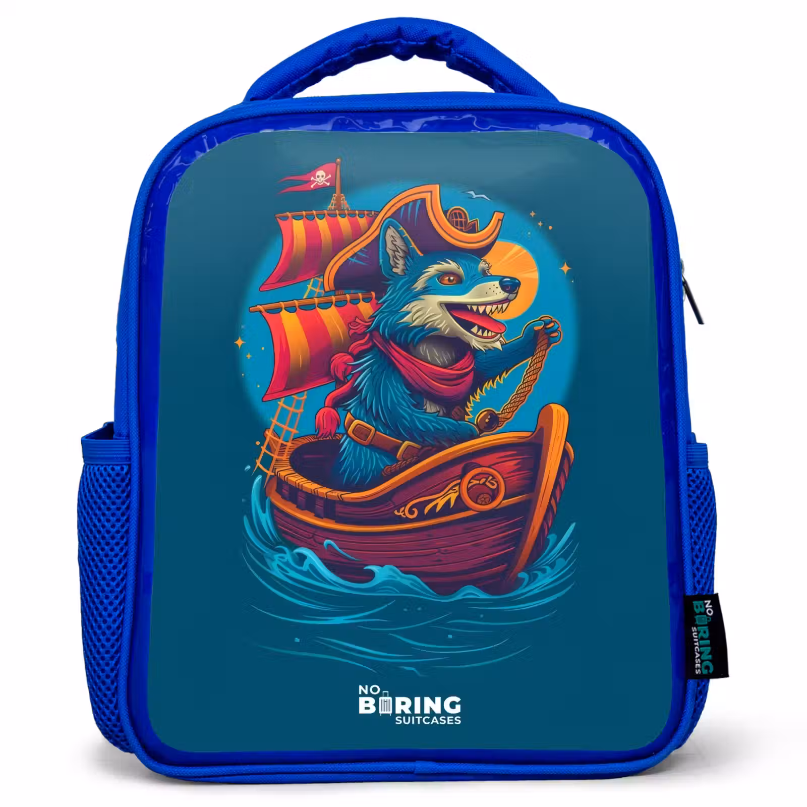 Rugzak kind - blauw - Piraten wasbeer op een boot — 1