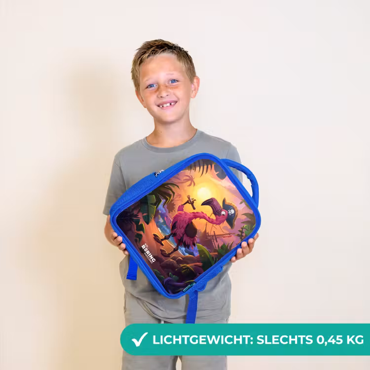 Rugzak kind - blauw - Piraten flamingo op een tropisch pad — 2