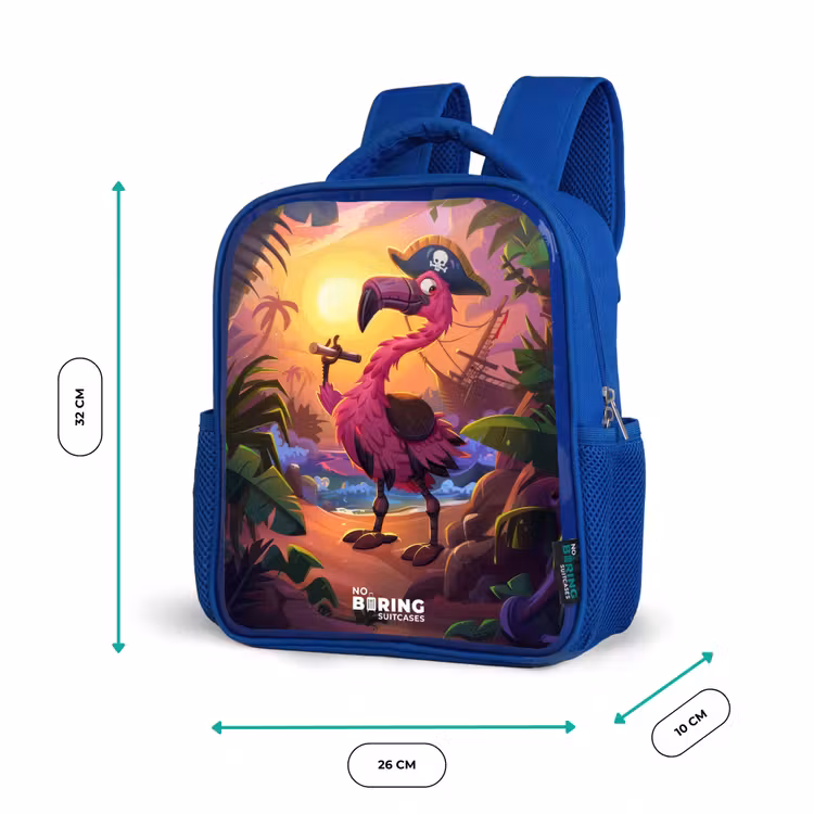 Rugzak kind - blauw - Piraten flamingo op een tropisch pad — 5