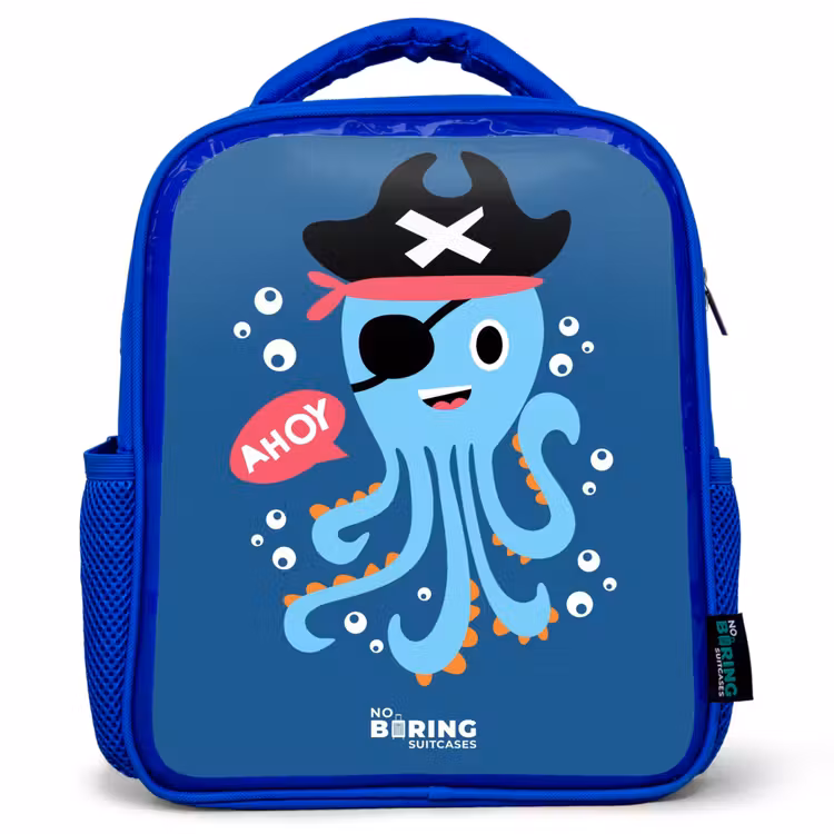 Rugzak kind - blauw - Piraten octopus met een hoed — 1