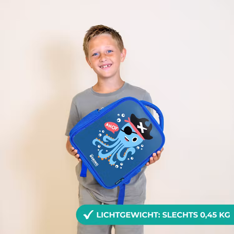 Rugzak kind - blauw - Piraten octopus met een hoed — 2