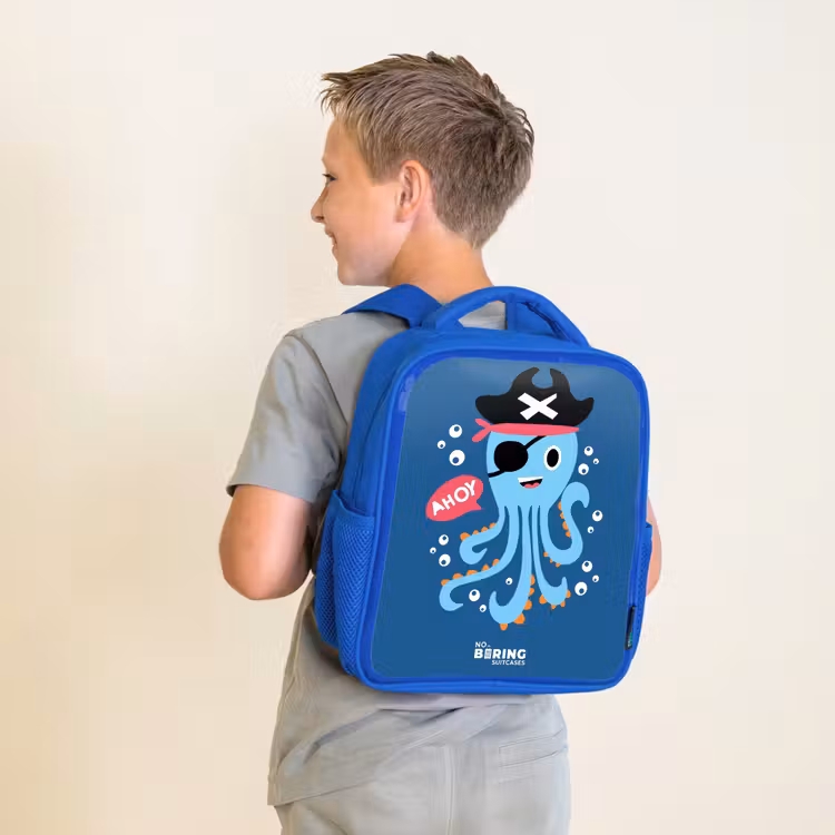 Rugzak kind - blauw - Piraten octopus met een hoed — 3