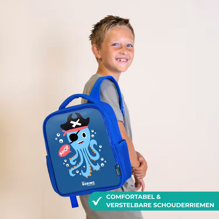 Rugzak kind - blauw - Piraten octopus met een hoed — 4