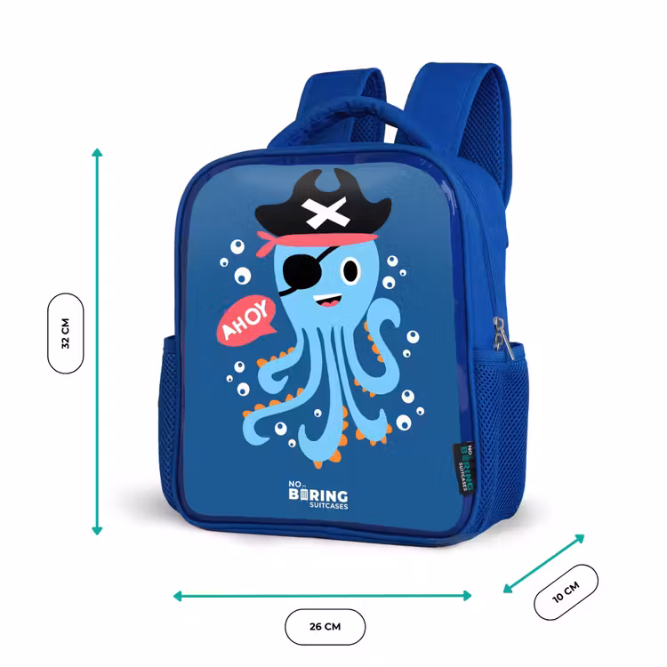 Rugzak kind - blauw - Piraten octopus met een hoed — 5