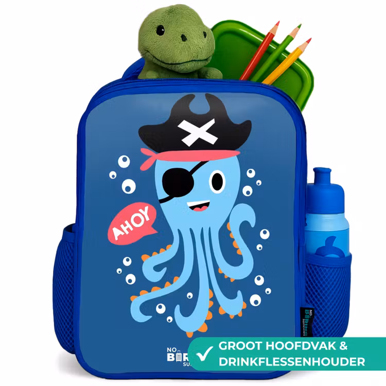 Rugzak kind - blauw - Piraten octopus met een hoed — 6