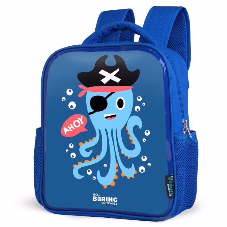 Rugzak kind - blauw - Piraten octopus met een hoed — 7