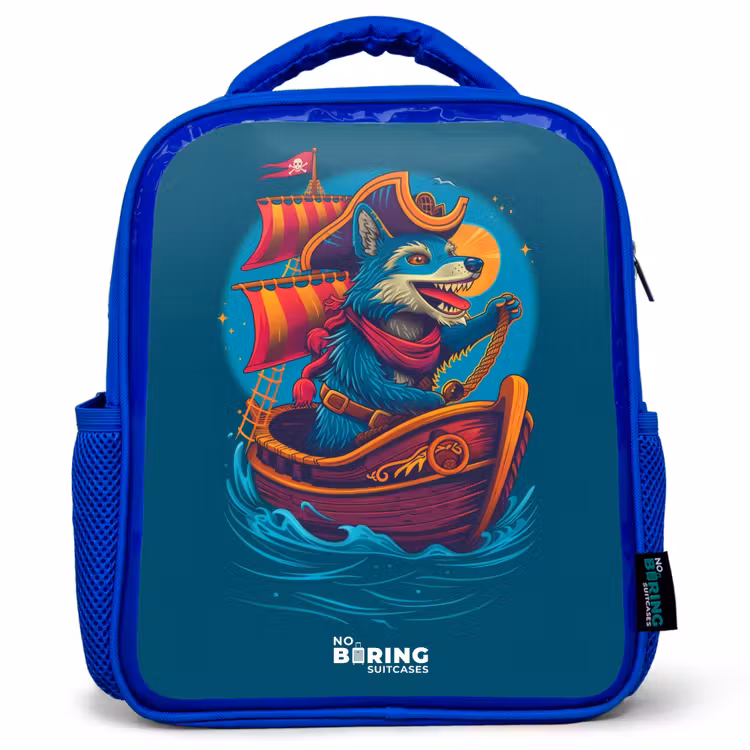 Rugzak kind - blauw - Piraten wasbeer op een boot — 1