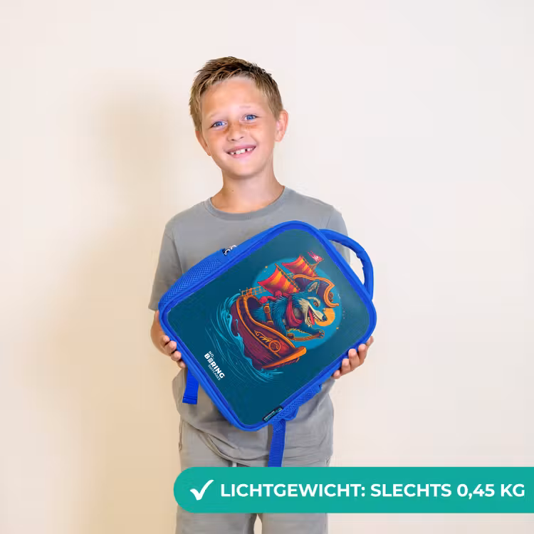 Rugzak kind - blauw - Piraten wasbeer op een boot — 2