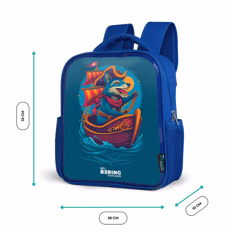 Rugzak kind - blauw - Piraten wasbeer op een boot — 5