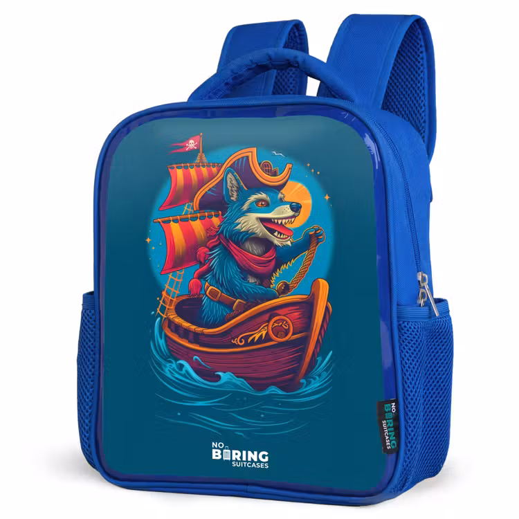 Rugzak kind - blauw - Piraten wasbeer op een boot — 7