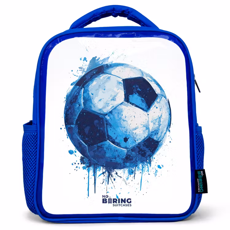 Rugzak kind - blauw - Voetbal - Inktspatten - Blauw - Bal — 1