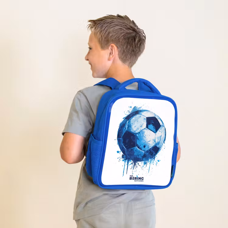 Rugzak kind - blauw - Voetbal - Inktspatten - Blauw - Bal — 3