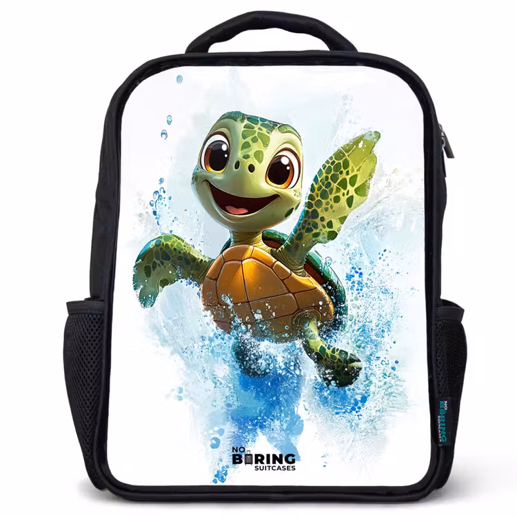 Kinderrugzak zwart met naam - Schildpad - Water - Groen — 1