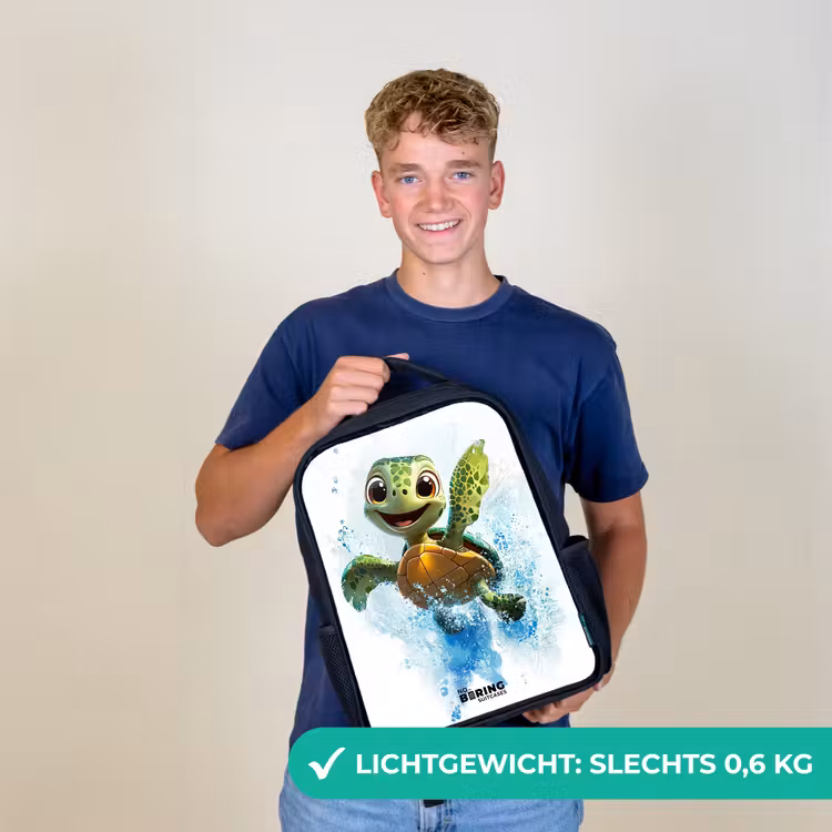 Kinderrugzak zwart met naam - Schildpad - Water - Groen — 2