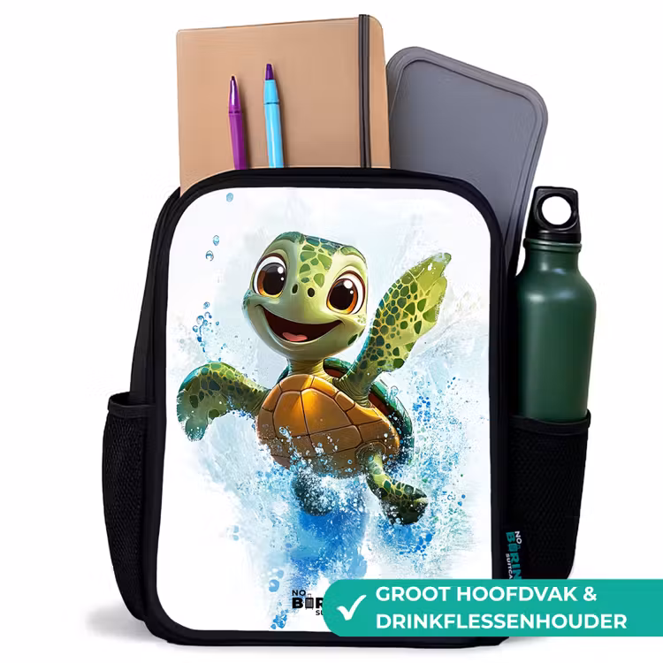 Kinderrugzak zwart met naam - Schildpad - Water - Groen — 4