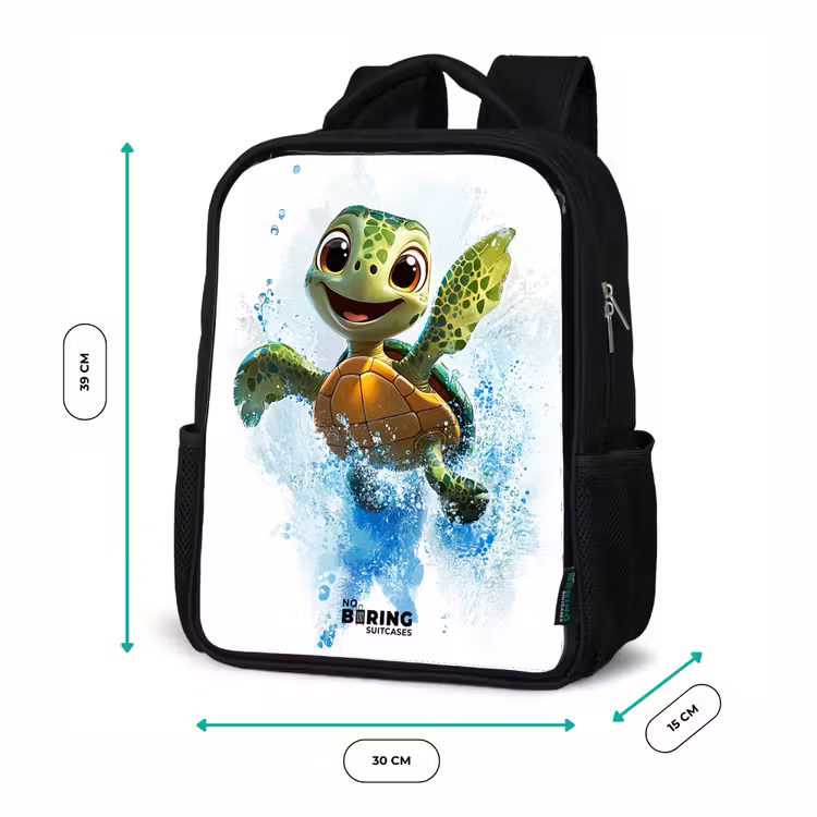 Kinderrugzak zwart met naam - Schildpad - Water - Groen — 5