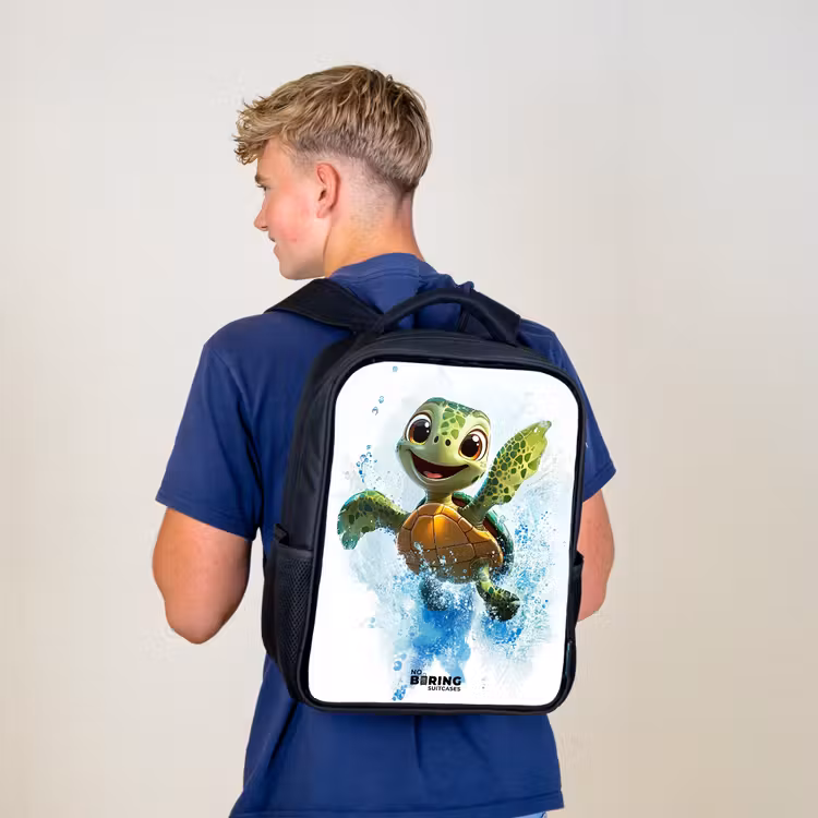 Kinderrugzak zwart met naam - Schildpad - Water - Groen — 6