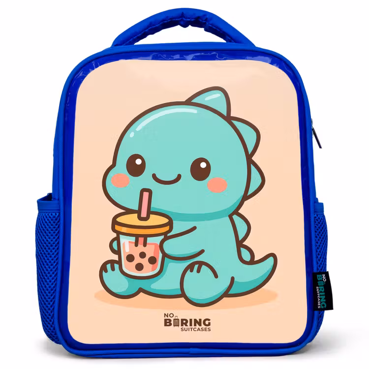Rugzak kind - blauw - Dinosaurus met Bubble Tea — 1