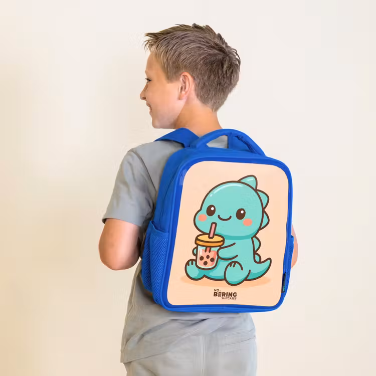 Rugzak kind - blauw - Dinosaurus met Bubble Tea — 3