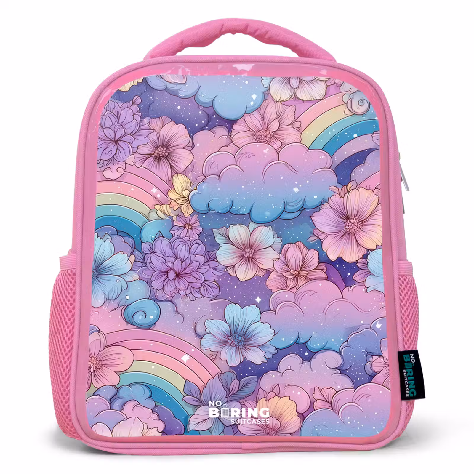 Rugzak kind - roze - Illustratie van wolken, regenbogen en bloemen — 1