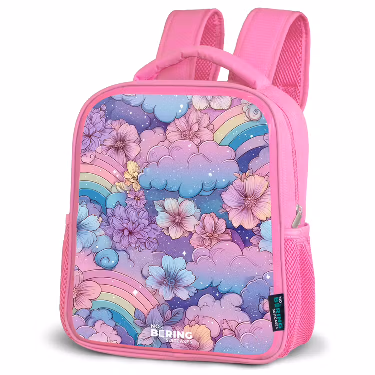 Rugzak kind - roze - Illustratie van wolken, regenbogen en bloemen — 4