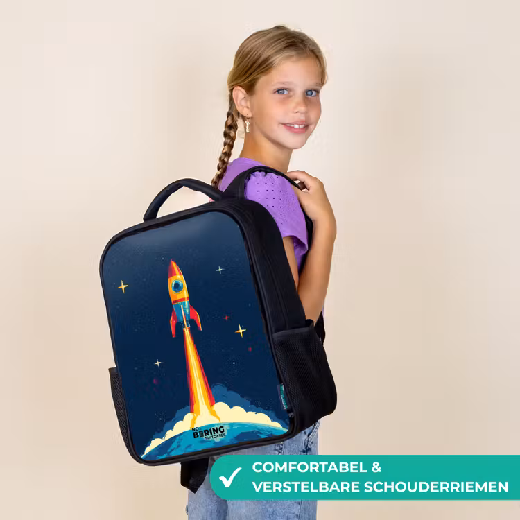 Kinder rugzak - Planeet - Raket - Sterren - Donkerblauw — 3