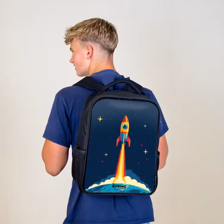 Kinder rugzak - Planeet - Raket - Sterren - Donkerblauw — 6