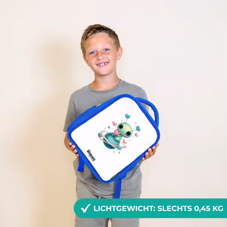 Rugzak kind - blauw - Lief buitenaards wezentje met hartje — 2