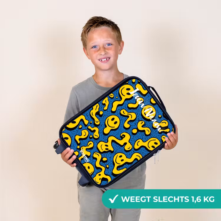 Kinderkoffer met naam - Smiley - Geel - Blauw — 3
