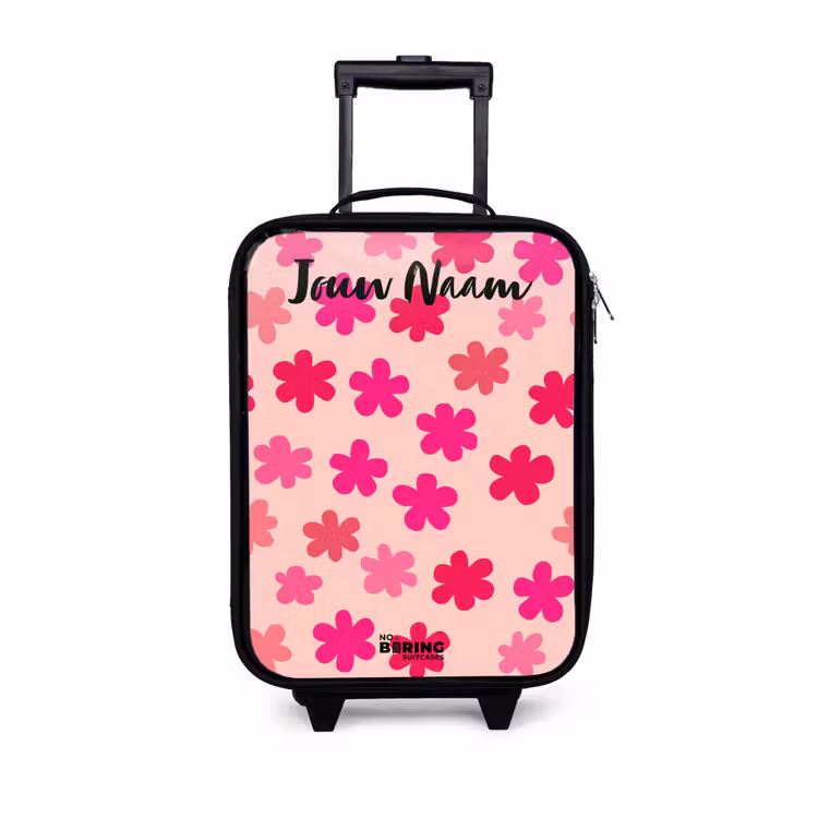 Kinderkoffer met naam - Bloemen - Patroon - Roze — 1