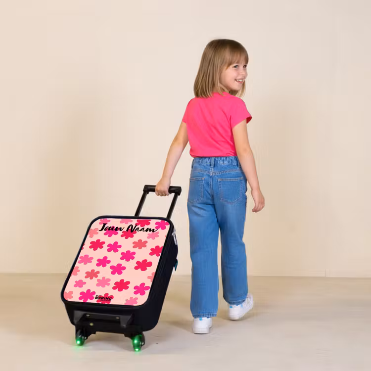 Kinderkoffer met naam - Bloemen - Patroon - Roze — 2